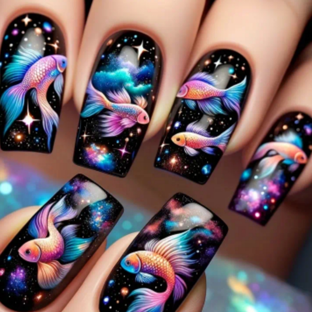 Colorful Fish Nail Sticker Wraps